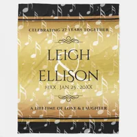 Elegant 27th Music Wedding Anniversary Celebration Fleece Blanket