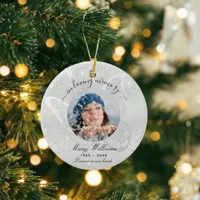 Silver glitter butterfly photo memorial ceramic ornament