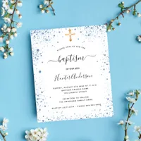 Budget baptism boy blue white invitation