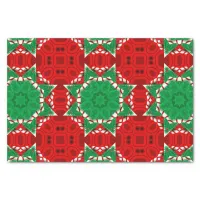 Red White Green Christmas Festive Seasonal Pattern Tissue Paper