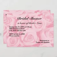 Light Pink Rose Background Bridal Shower Invitation