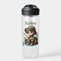 Little Boy Fishing Cartoon Personalized Water Bottle