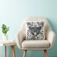 Black Cat Halloween Throw Pillow