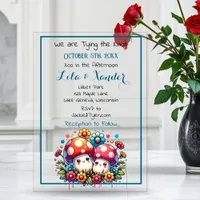 Two Cute Mushrooms Whimsical Wedding Acrylic Invitations