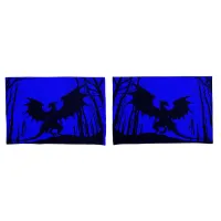 Black Silhouette Dragon on Blue - Fantasy | Pillow Case