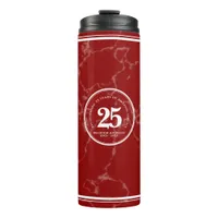 Elegant Red Marble 25 Years Work Anniversary Thermal Tumbler