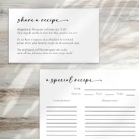 Bridal Shower Recipe Request Enclosure Card