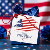 Grunge American Flag Happy 4th July ID1104 Favor Tags