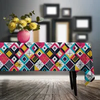 Retro Geometric Abstract Pat#12 Multi Color ID1067 Tablecloth