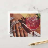 Elegant Drink and Many Jewels Collage  Postcard