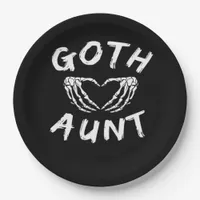 Goth Aunt Punk Skeleton Heart Hands Gothic Design Paper Plates