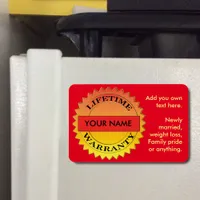Lifetime Warranty Symbol Your Name Flexible Magnet