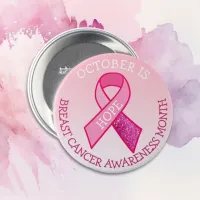 October is Breast Cancer Awareness Month Button