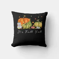 It’s Fall Y’all Halloween Pumpkin Autumn Leaves Th Throw Pillow