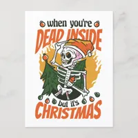 Dead Inside But It's Christmas Skeleton Postcard