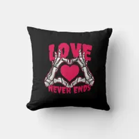 Funny Valentines Day Skeleton Heart Hands Throw Pillow