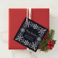 Modern Black and White Snowflake Merry Christmas  Favor Tags