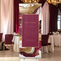 Abstract Sparkling Wedding Welcome Wine Red ID1018 Retractable Banner