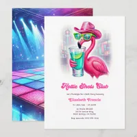 Hot Pink Club Flamingo Disco Cowgirl Bachelorette Invitation