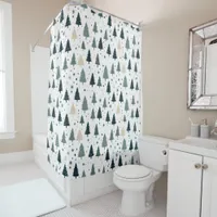 Simple Green Christmas Tree Shower Curtain