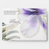 Pre-Addressed Tropical Amethyst Purple Flower Envelope