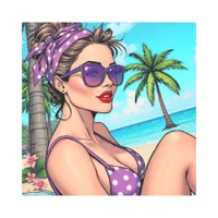 Pretty Lady in Bikini Retro Breach Metal Print