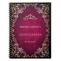 Rustic Pink Gold Princess Tiara Quinceanera   Notebook