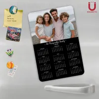 2026 Black Modern Personalized Photo Calendar Magnet