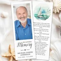 Memorial Photo Ocean Sail Boat Funeral Prayer Card Bookmarks