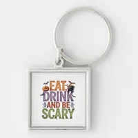 Eat Drink And Be Scary Halloween Party Spooky Desi Keychain