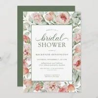 Elegant Floral Blush Sage Green Bridal Shower Invitation