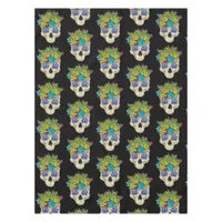 Skull with Crystals and Succulents Tablecloth