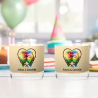 Cute Lovebirds Cuddling in a Heart Shaped Bough Whiskey Glass