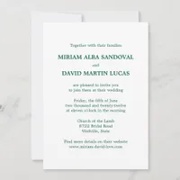 Minimalist Formal Bilingual Green Wedding Invitation