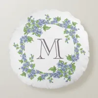 Floral Wreath Monogram Round Pillow