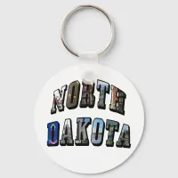 North Dakota Picture Text Keychain