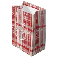 Red Gold Christmas Plaid Pattern#2 ID1009 Medium Gift Bag