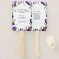 Elegant Ultra Violet Watercolor Tulips Wedding Hand Fan