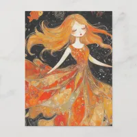 Goldfish Inspired Fashion Lady Postcard