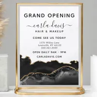 Elegant Black & Gold Agate Salon Grand Opening Flyer