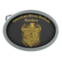 Intricate Design of a Bison With a Hat Belt Buckle