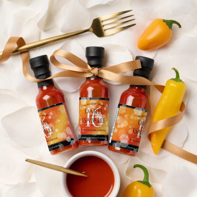 Elegant 16th Golden Topaz Wedding Anniversary Hot Sauces