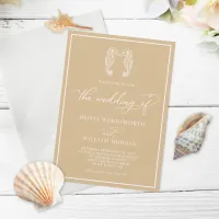 Seahorse Beige Sand Coastal Beach Script Wedding Invitation