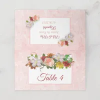 Blush Pink Rose Gold Rose Bouquet Table Card