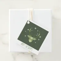 Deer Antlers Christmas Green ID861 Favor Tags