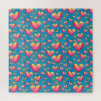 Multicolored Watercolor Hearts Jigsaw Puzzle