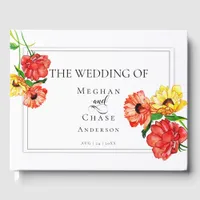 Wedding Guest Book | Watercolor Floral Red Yellow