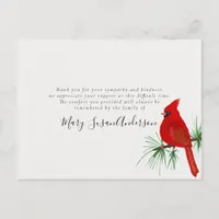 Cardinal Funeral Memorial Thank You Note Postcard