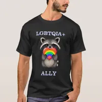 LGBTQIA+ Ally | Raccoon with Rainbow Heart T-Shirt