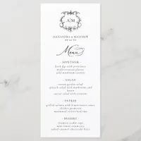 Vintage Baroque Floral Crest Victorian Wedding Menu